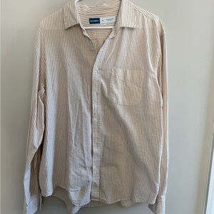 Old Navy Men's Tan Striped Button Down Shirt